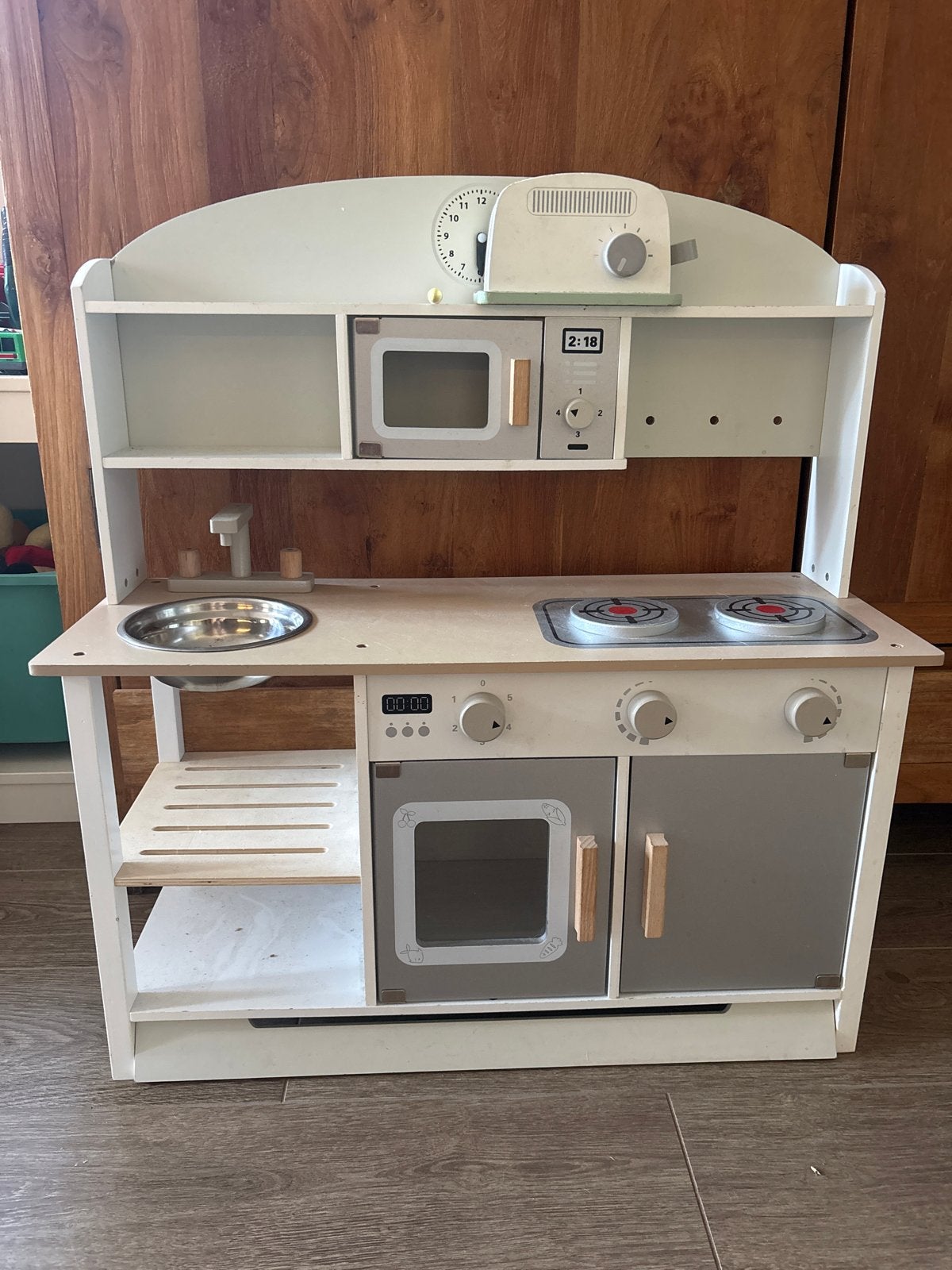 Houten speelkeuken met accessoires, Kinderen en Baby's, Speelgoed | Speelkeukens, Ophalen, Gebruikt, Hout, Speelkeuken