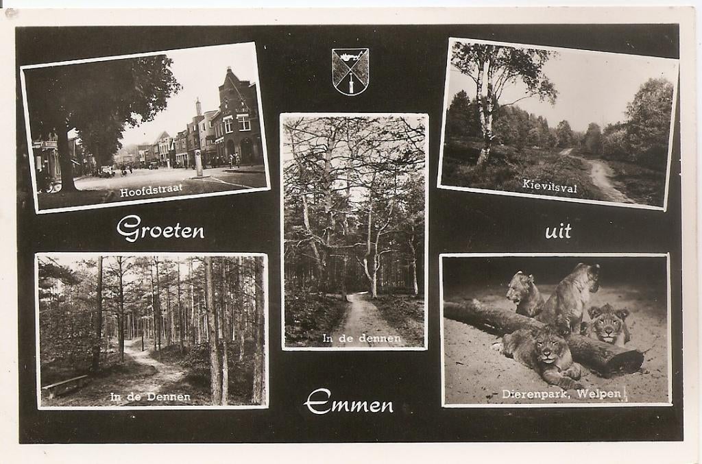 Emmen, groeten uit , Ophalen of Verzenden, 1940 tot 1960, Ongelopen, Drenthe