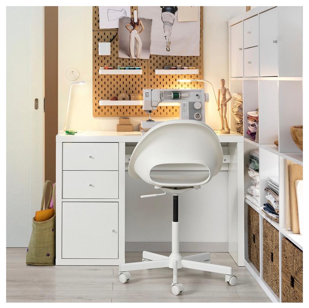 IKEA Kallax bureau met vitrinedeur en lades, Spaanplaat of MDF, Ophalen of Verzenden, 111 cm, IKEA
