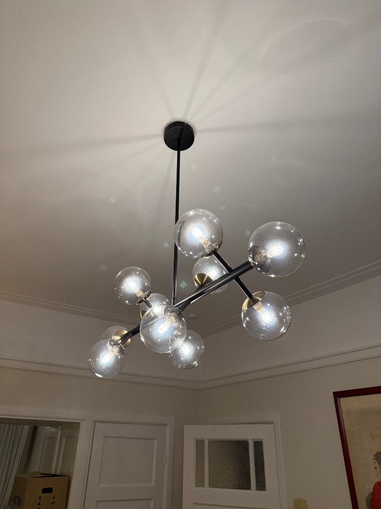 Dimbare MADE lamp met 10 bollen, Ophalen, Gebruikt, Modern, Sputnik, Glas