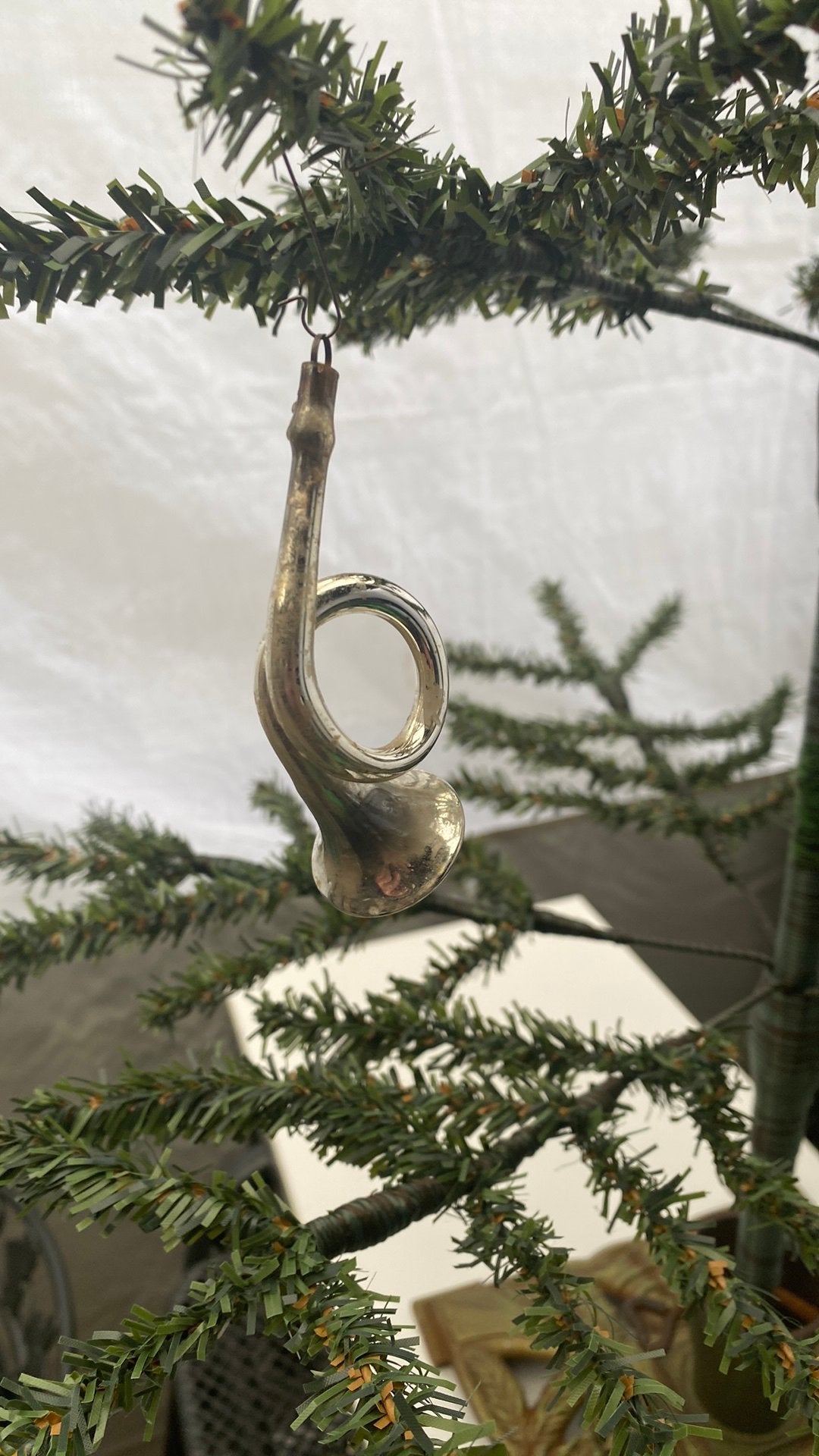 Oude antieke kerstbal hoorn kerst, Diversen, Ophalen, Gebruikt