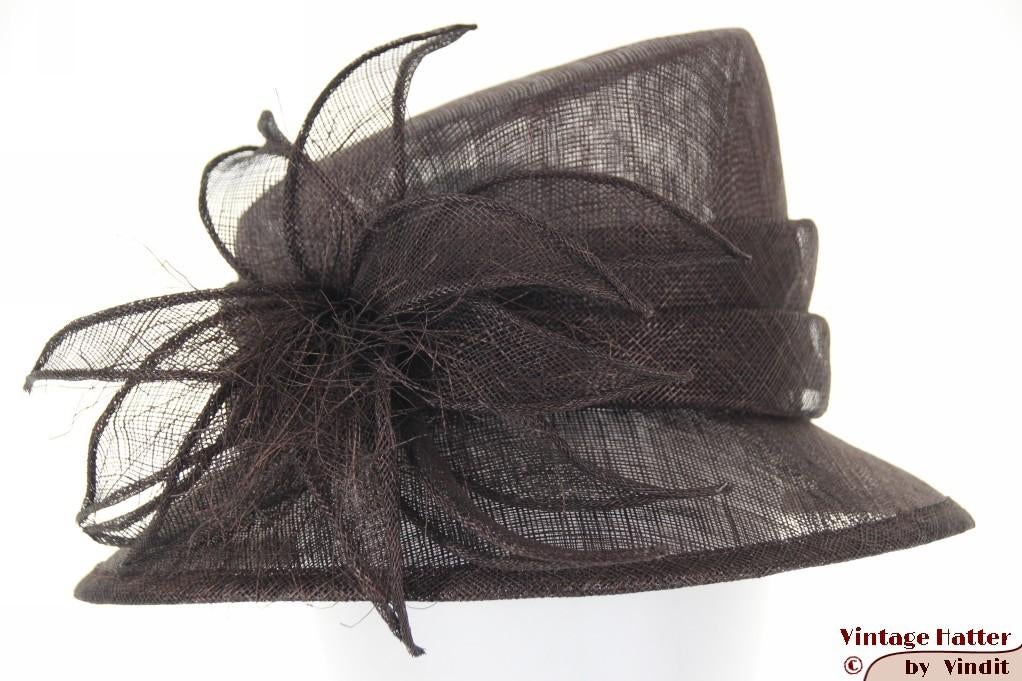 Dameshoed Bronte donker bruin sinamay sisal 56,5 nieuw, Kleding | Dames, Hoeden en Petten, 56 of 57 cm (M, 7 of 7⅛ inch), Bronté Amsterdam