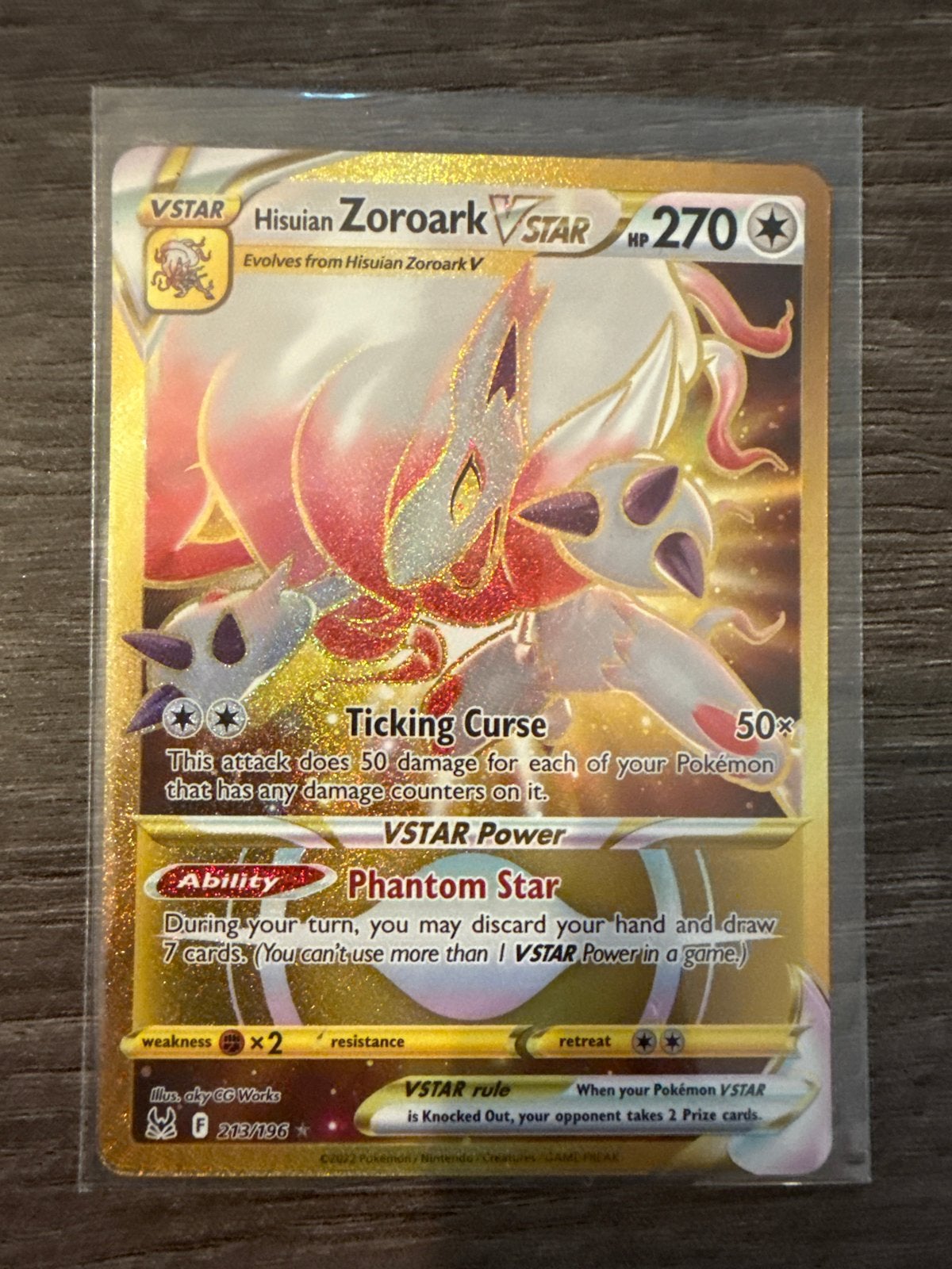 Pokémon TCG Hisuian Zoroark VSTAR Gold Secret Rare, Ophalen of Verzenden, Zo goed als nieuw, Losse kaart, Foil