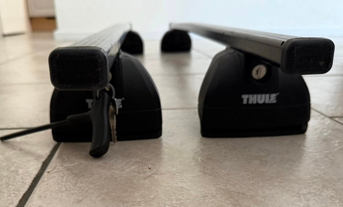 Thule Rapid Syst. 753 dakdragers met 127cm SquareBar stangen, Ophalen, Zo goed als nieuw