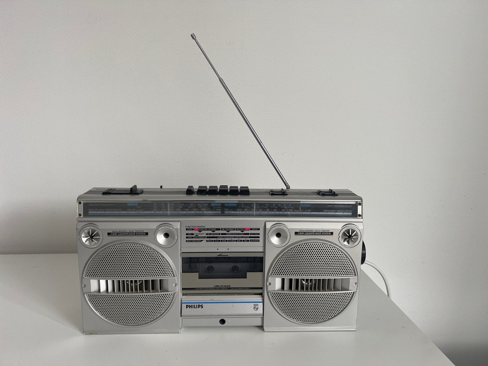 Philips D 8134/00 Boombox - Vintage Radio Cassette Speler, Ophalen of Verzenden, Gebruikt, Radio