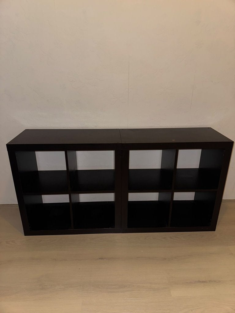 2x IKEA Expedit (Kallax) vakkenkast 2x2 zwartbruin 79x79, Ophalen, Gebruikt, 50 tot 100 cm, Minder dan 100 cm