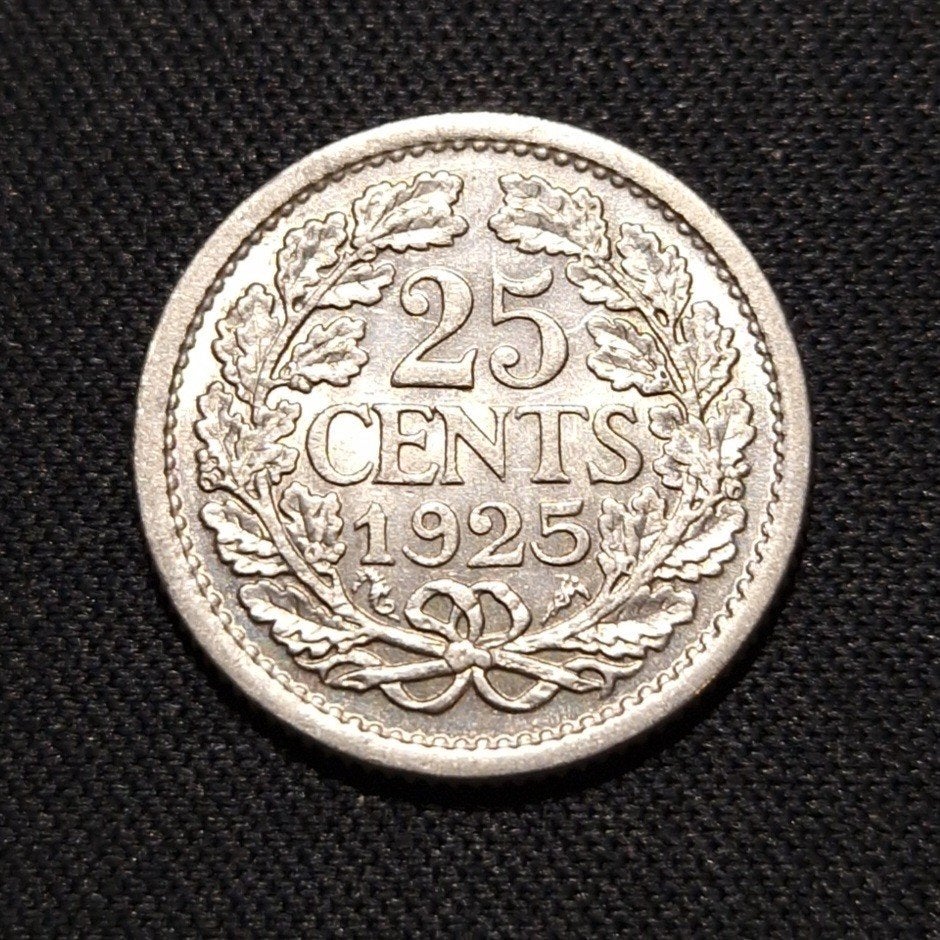 25 cent 1925, Postzegels en Munten, Munten | Nederland, Verzenden, Zilver, 25 cent, Koningin Wilhelmina