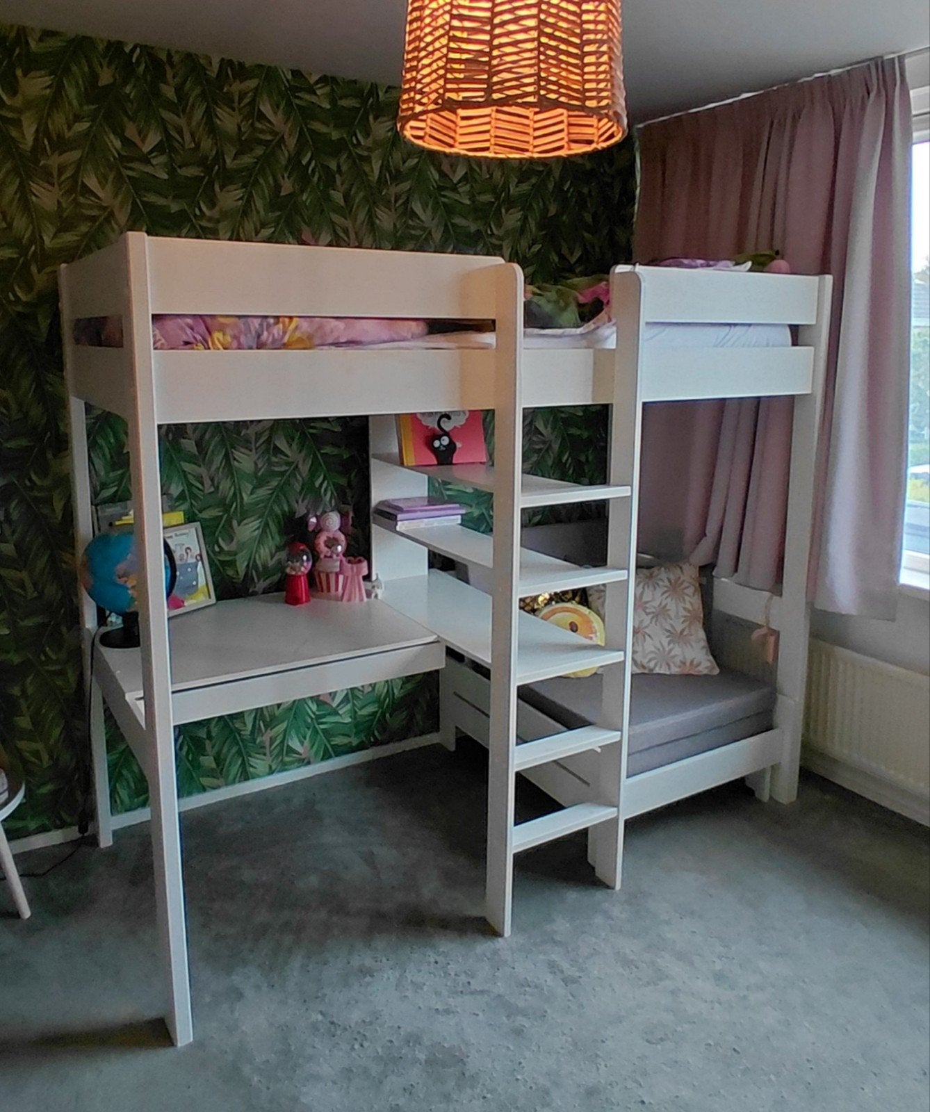 Hoogslaper Robin (90x200 cm) met logeerbed en bureau, Kinderen en Baby's, Ophalen, Gebruikt, Hoogslaper