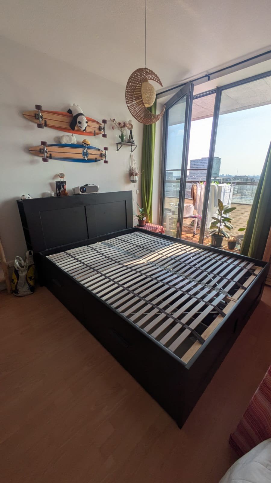 King size bed (180x200 cm) – Zo goed als nieuw, Ophalen, Zwart, Tweepersoons, Zo goed als nieuw