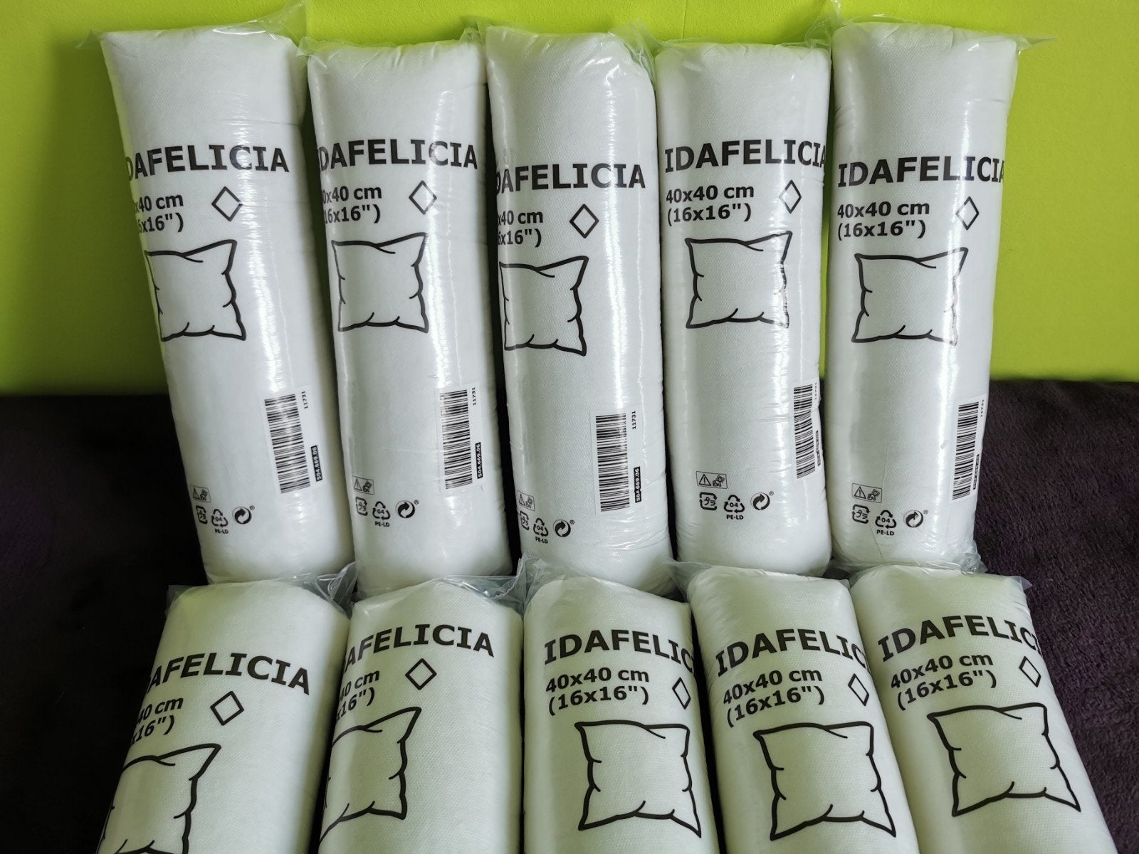 IKEA IDAFELICIA Binnenkussen 40x40 cm - Nieuw (10 stuks), Inclusief binnenkussen, Wit, IKEA, Vierkant