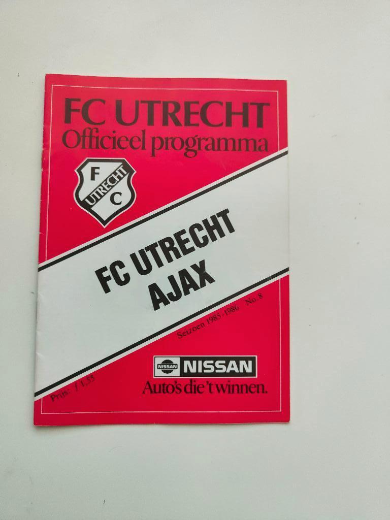 FC Utrecht - AJAX Officieel programma seizoen 1985-1986, Verzamelen, Verzenden, Zo goed als nieuw, F.C. Utrecht, Overige typen
