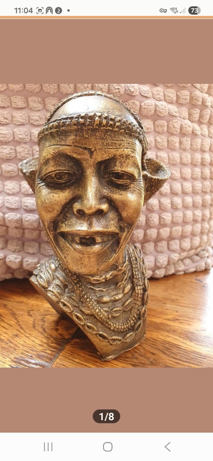 Appart Afrikaans borstbeeld/afrikaanse buste/Afrikaans beeld, Antiek en Kunst, Ophalen, Overige materialen, Gesigneerd, 21 cm