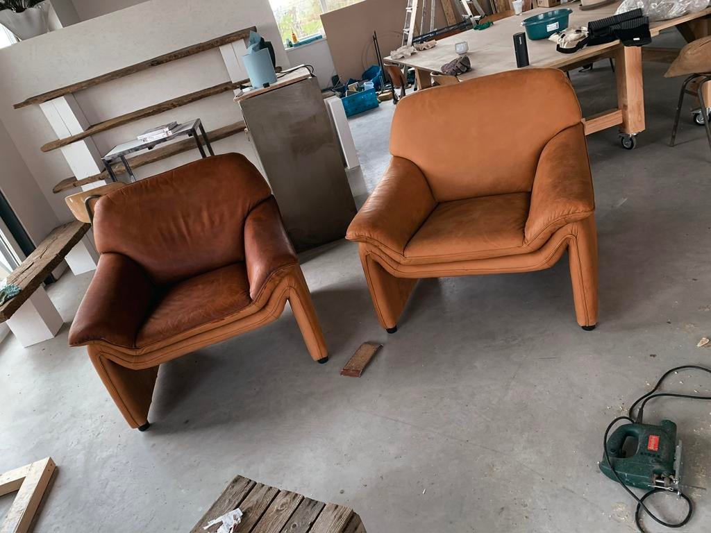 2 vintage laauser atlanta leren fauteuils, Ophalen of Verzenden, Zo goed als nieuw, 75 tot 100 cm, 50 tot 75 cm