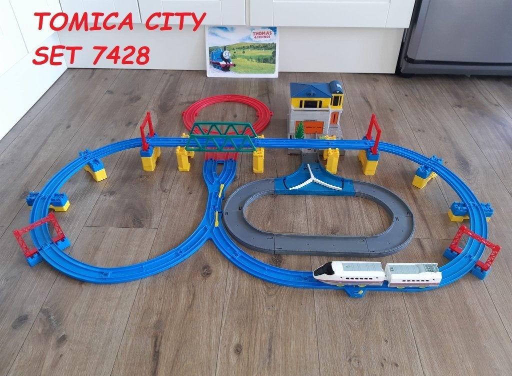 Vintage Tomy Tomica 7428 City Set met Trein, Ophalen of Verzenden, Gebruikt
