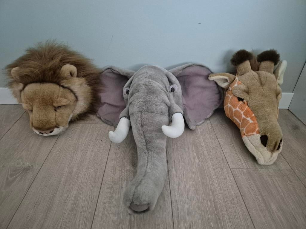 Bibib dierenkoppen, 3 stuks, Kinderen en Baby's, Kinderkamer | Inrichting en Decoratie, Ophalen of Verzenden, Zo goed als nieuw
