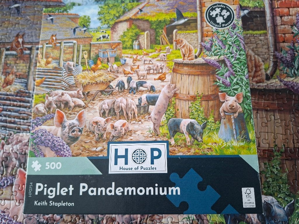 HOP puzzel Piglet Pandemonium, Ophalen of Verzenden, 500 t/m 1500 stukjes, Zo goed als nieuw
