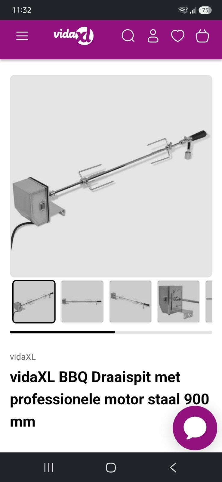 vidaXL BBQ Draaispit met professionele motor staal 900 mm, Tuin en Terras, Barbecue-accessoires, Ophalen, Zo goed als nieuw, VidaXL