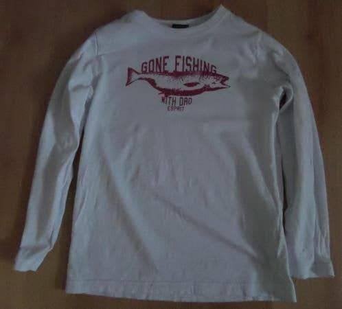 Witte katoenen Esprit longsleeve maat 116/122 met rode print, Kinderen en Baby's, Kinderkleding | Maat 116, Ophalen of Verzenden