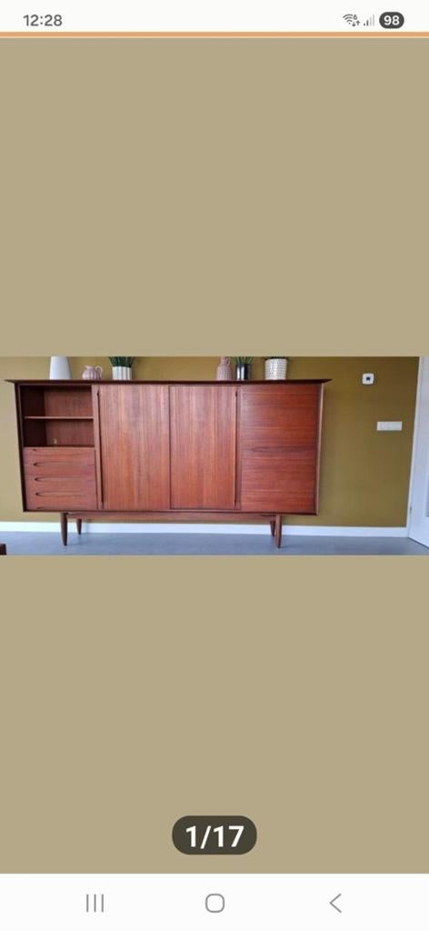 Exclusief vintage highboard van Hilker Möbel, Huis en Inrichting, Kasten | Wandmeubels, Ophalen, 250 tot 300 cm, Gebruikt, 100 tot 150 cm