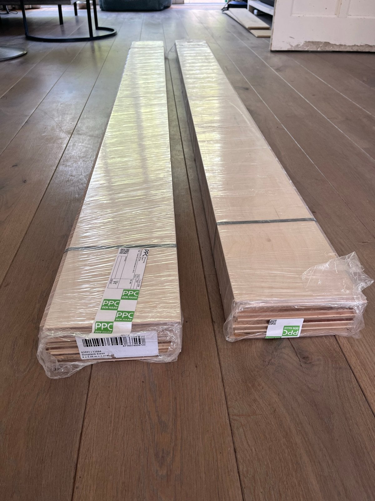 2x Duoplank Eiken Rustiek AB Onbehandeld 13x180 mm, Doe-het-zelf en Verbouw, Vloerdelen en Plavuizen, Ophalen, Nieuw, 10 tot 30 cm