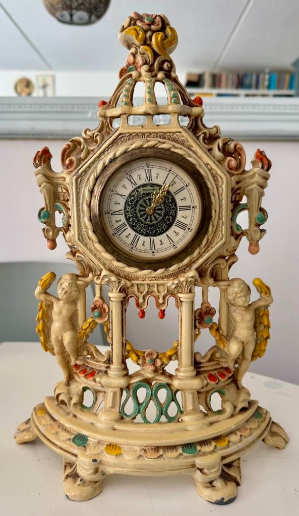 Duitse Mercedes tafelklok barok, Antiek en Kunst, Antiek | Klokken, Ophalen of Verzenden