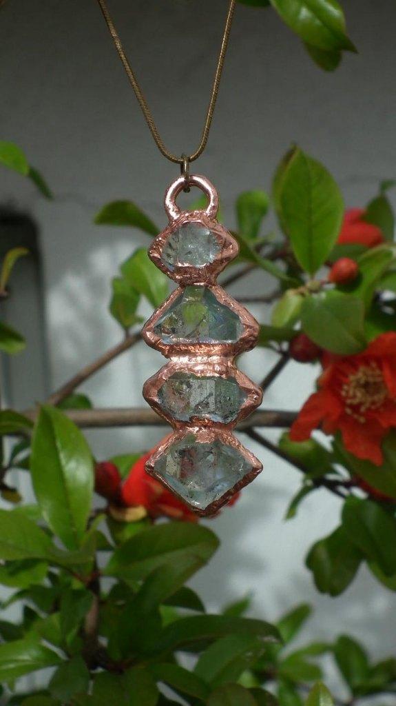 Electroformed Koperen Herkimer Diamant hanger, Verzenden, Mineraal