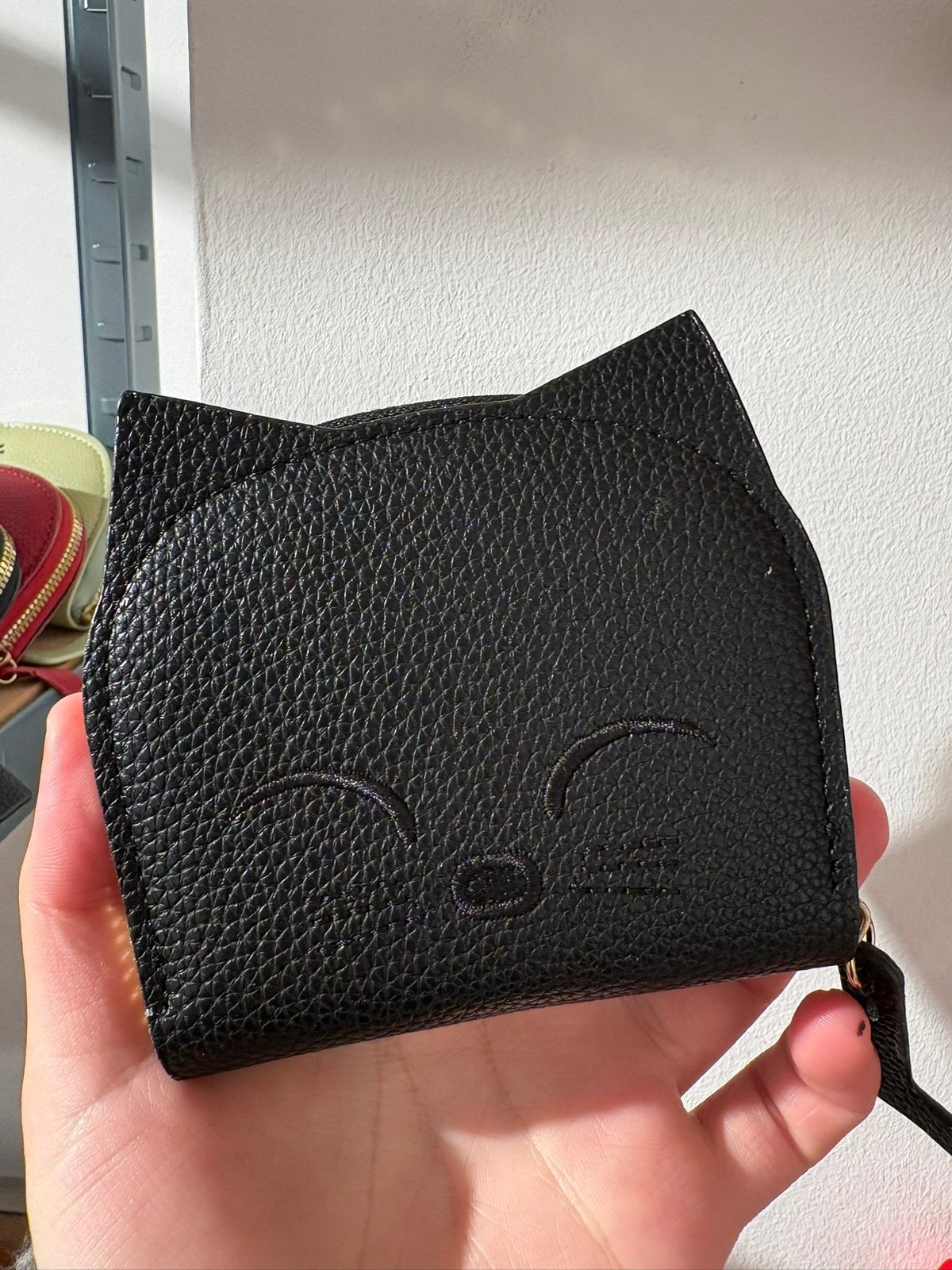 Leuke zwarte kattenportemonnee met roze rits, Sieraden, Tassen en Uiterlijk, Portemonnees, Verzenden, Nieuw, Zwart, Overige merken