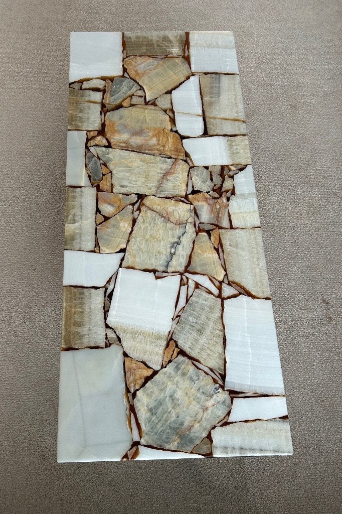 retro marmeren salontafel, Ophalen, Overige materialen, Gebruikt, 100 tot 150 cm