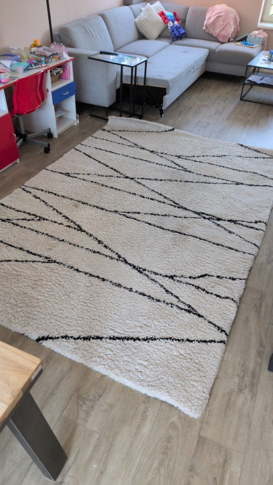 Gratis Vloerkleed 2x3m - kan nog een ronde mee, Ophalen, Gebruikt, Crème, 200 cm of meer