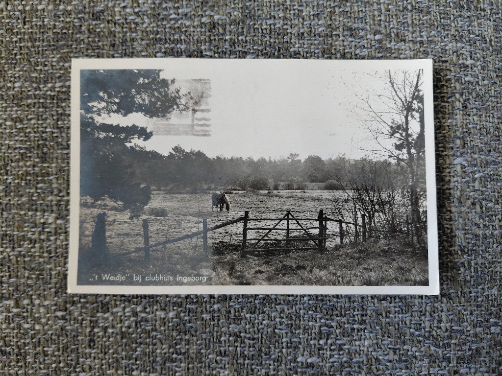 Leusden, 't Weidje bij clubhuis Ingeborg, gelopen, 1958, Verzenden, 1940 tot 1960, Gelopen, Utrecht