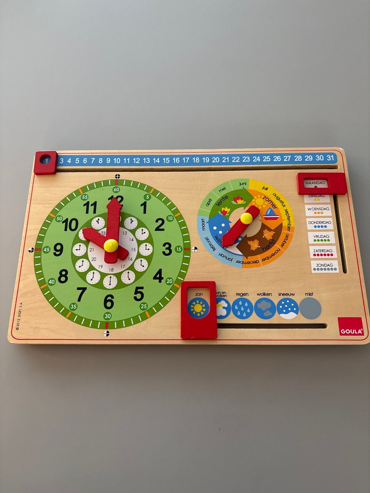 Goula Houten Kalender en Klok Educatief Speelgoed, Ophalen, Zo goed als nieuw, Ontdekken