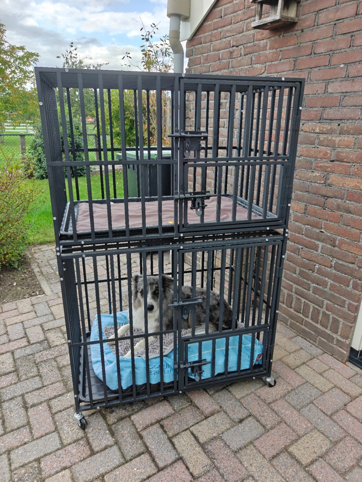 Grote, stevige, dubbele bench (Stapelbaar), Ophalen, Zo goed als nieuw