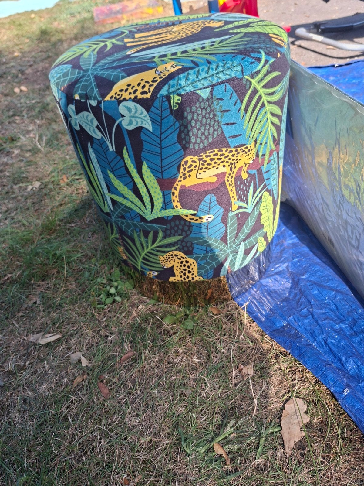 Leuke jungle poefjes, gebruikt voor decoratie, Huis en Inrichting, Minder dan 50 cm, Gebruikt, Rond, Minder dan 50 cm