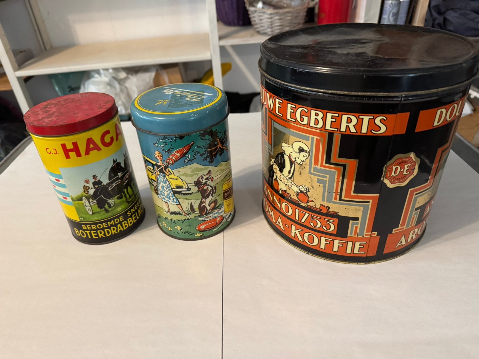 Blikken: Douwe Egberts, Brinta en nog een, Verzamelen, Ophalen, Gebruikt, Koffie, Douwe Egberts