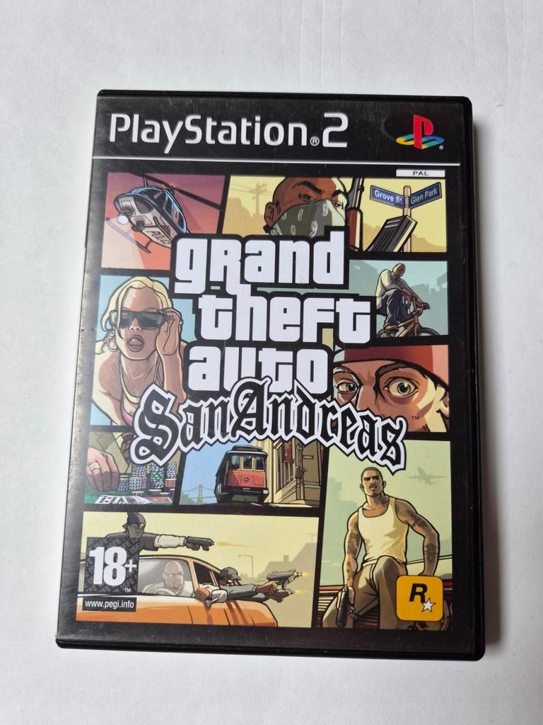 Grand Theft Auto San Andreas PS2 - Compleet, CD reinigen, Avontuur en Actie, Gebruikt, Vanaf 18 jaar, Info@rockstargames.com