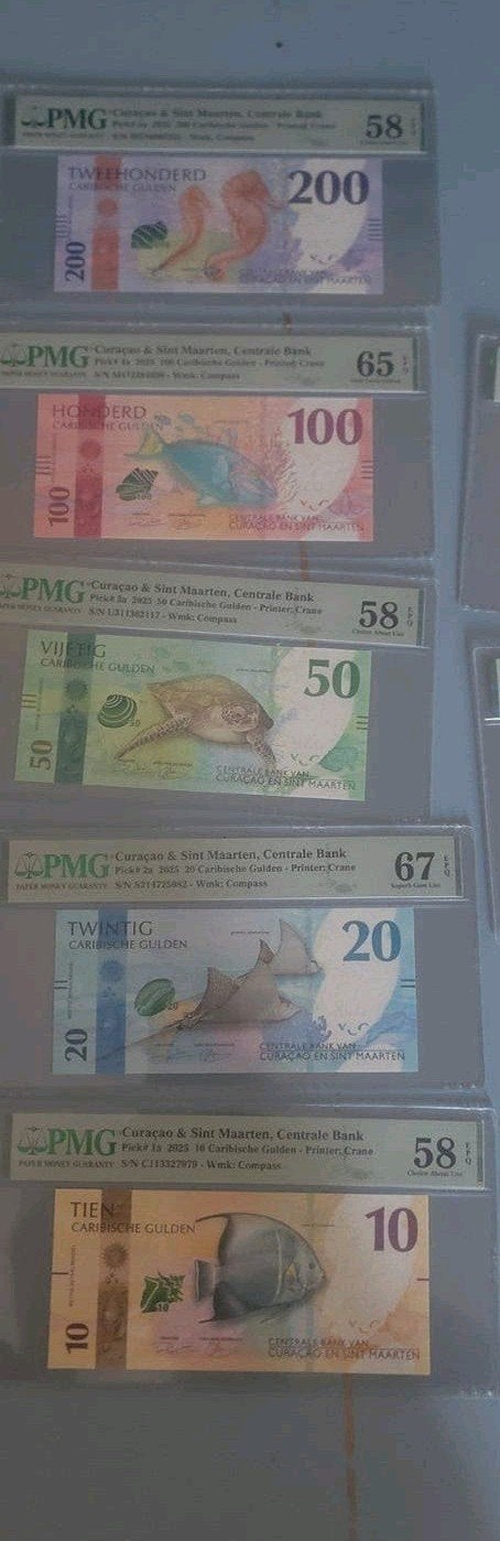 PMG Curacao Sint Maarten 2025 Bankbiljetten Volle Set, Postzegels en Munten, Ophalen of Verzenden