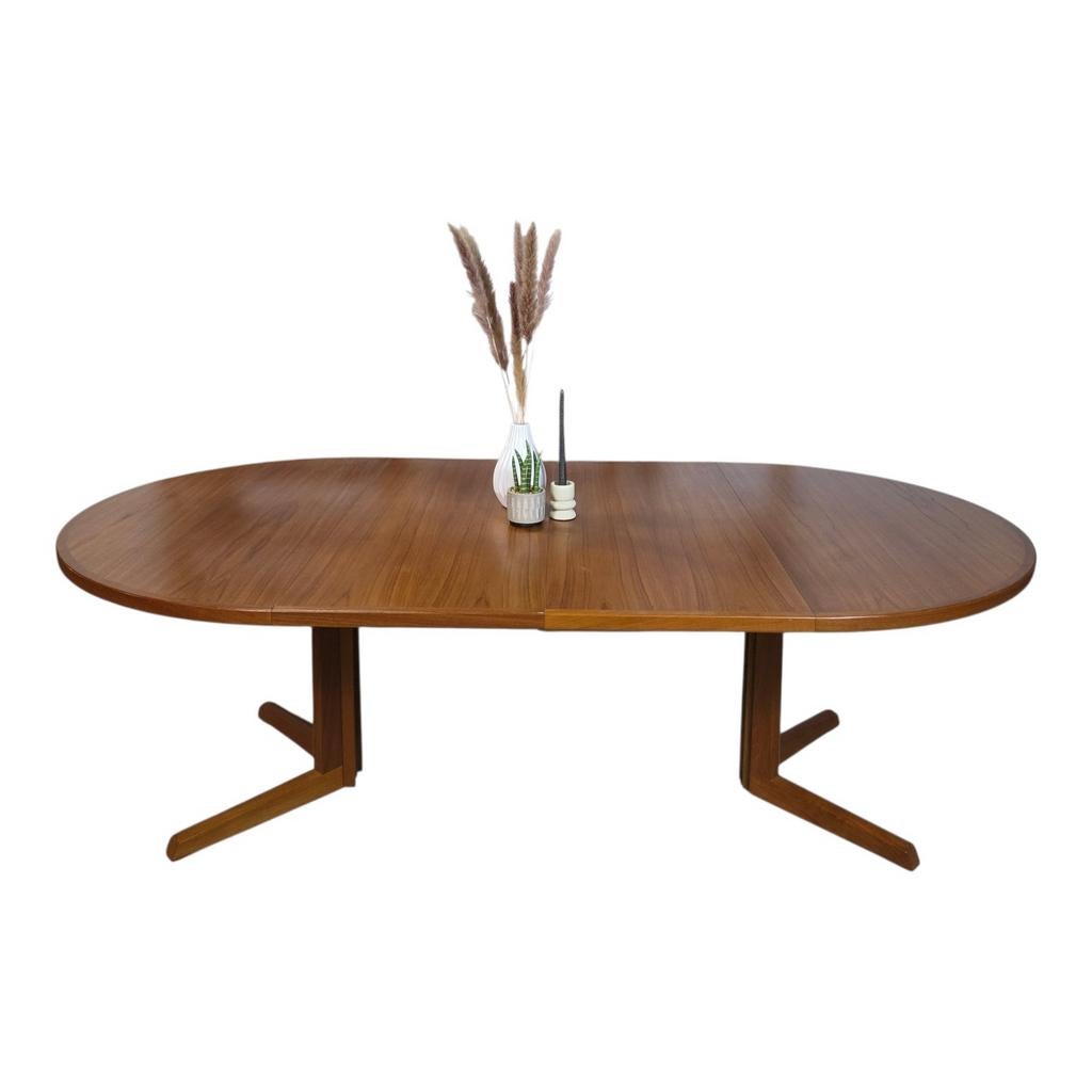 Vintage jaren 60 verlengbare eettafel Deens teak 123 - 220cm, Ophalen, Gebruikt, 100 tot 150 cm, Scandinavisch, ovale tafel, glostrup, uittrektafel dyrlund