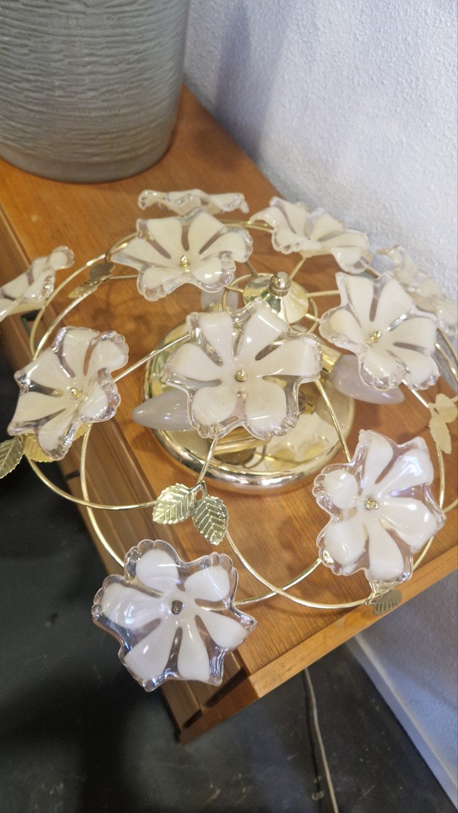Mid century legency plafondlamp met bloemmotief - Jaren '70, Ophalen of Verzenden