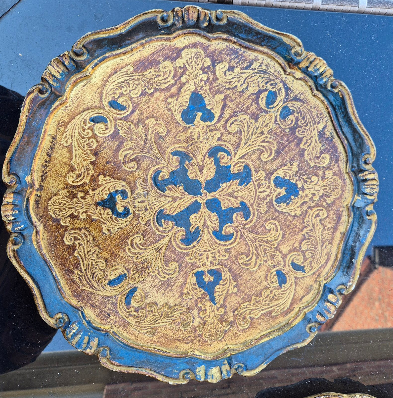 Vintage houten Florentijns/ Italiaans dienblad, Huis en Inrichting, Woonaccessoires | Dienbladen, Ophalen of Verzenden, Gebruikt