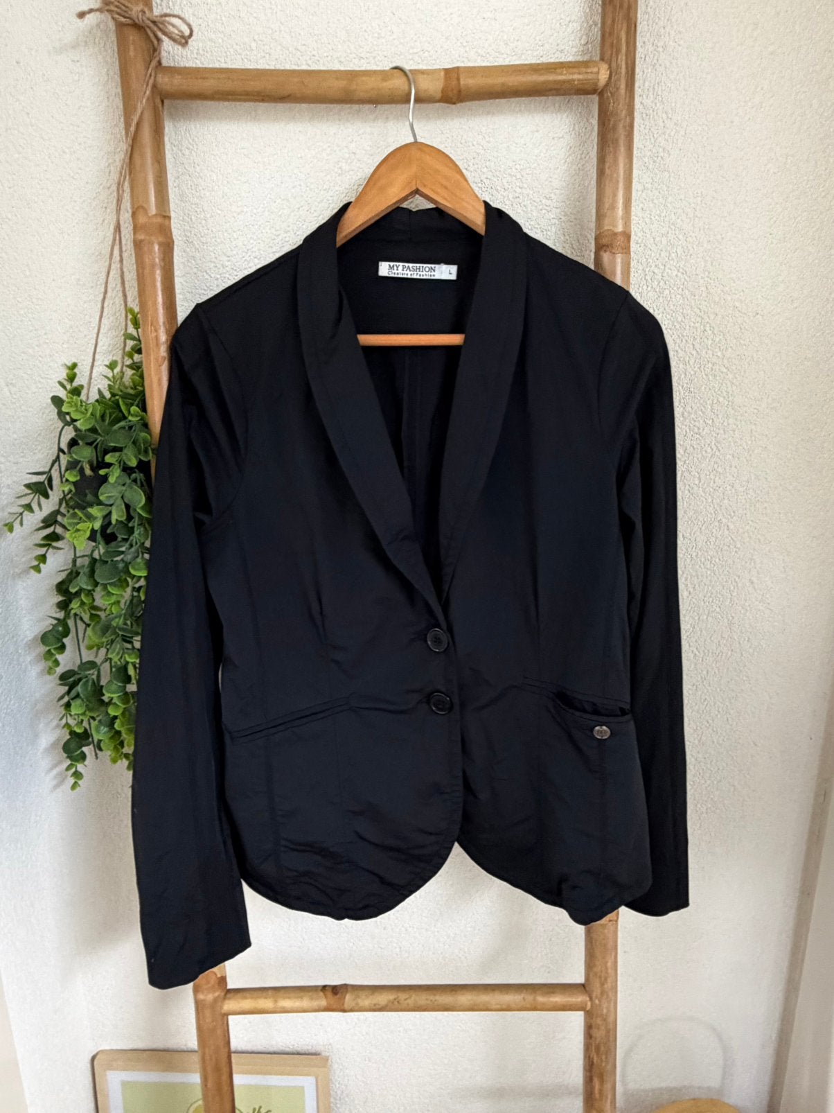 My Pashion zwarte travelstof blazer maat L, Zwart, Maat 42/44 (L), Ophalen of Verzenden, Zo goed als nieuw