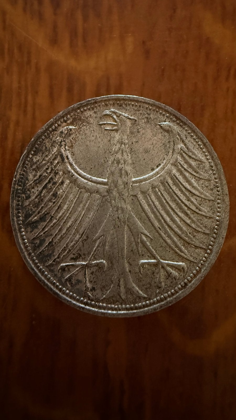 5 Mark munt Duitsland 1966 met adelaar, Postzegels en Munten, Ophalen of Verzenden, Duitsland, Losse munt