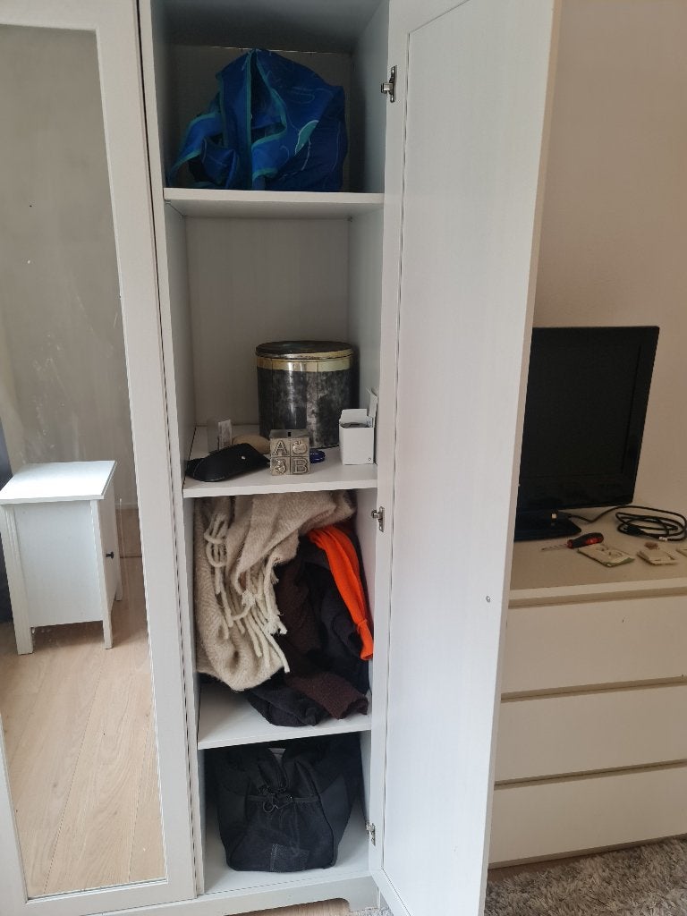 IKEA BRIMNES Kledingkast met 3 deuren en spiegel, Ophalen, Overige materialen, Met deur(en), Gebruikt