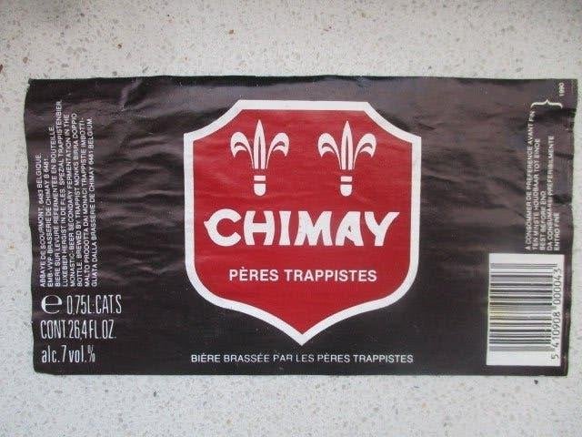 bieretiket Belgie 27-7 (11M) chimay, Verzamelen, Biermerken, Ophalen of Verzenden, Gebruikt, Overige typen, Overige merken