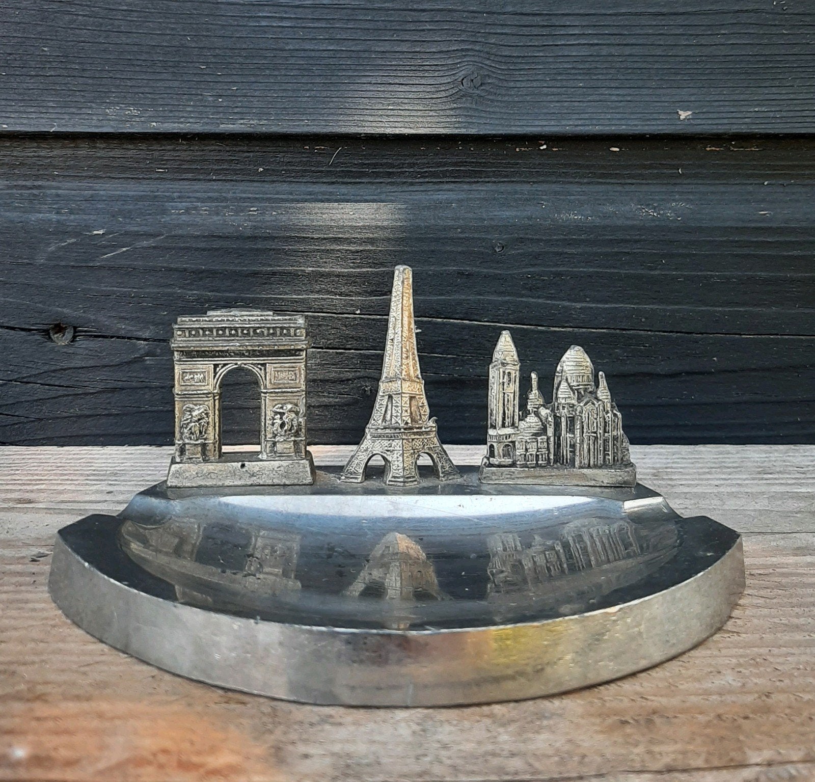 Vintage Parijs Asbak - (Eiffeltoren / Arc de Triomphe), Ophalen of Verzenden, Gebruikt, Asbak