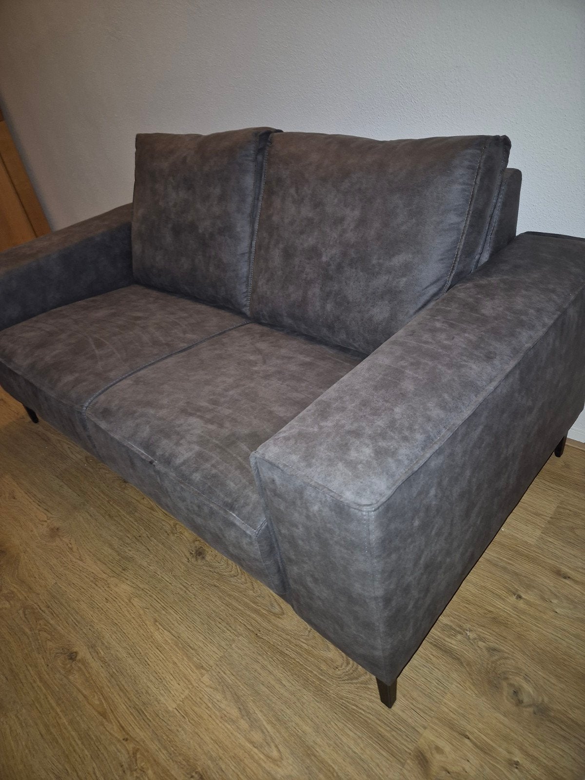 Comfortabele tweepersoonsbank - Grijs stof, Ophalen, 150 tot 200 cm, Tweepersoons, 75 tot 100 cm