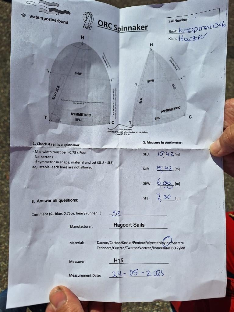 Gaastra Spinnaker (110 m2), 6 meter of meer, Gebruikt, Spinnaker, Ophalen of Verzenden