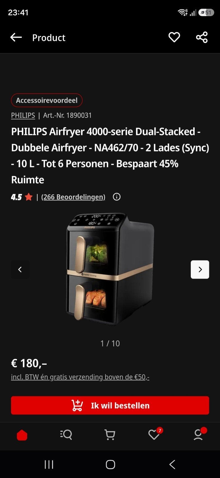Philips Airfryer 4000 Dual-Stacked - NA462/70 met extra's, Ophalen, Zo goed als nieuw, Airfryer XXL, 1500 gram of meer