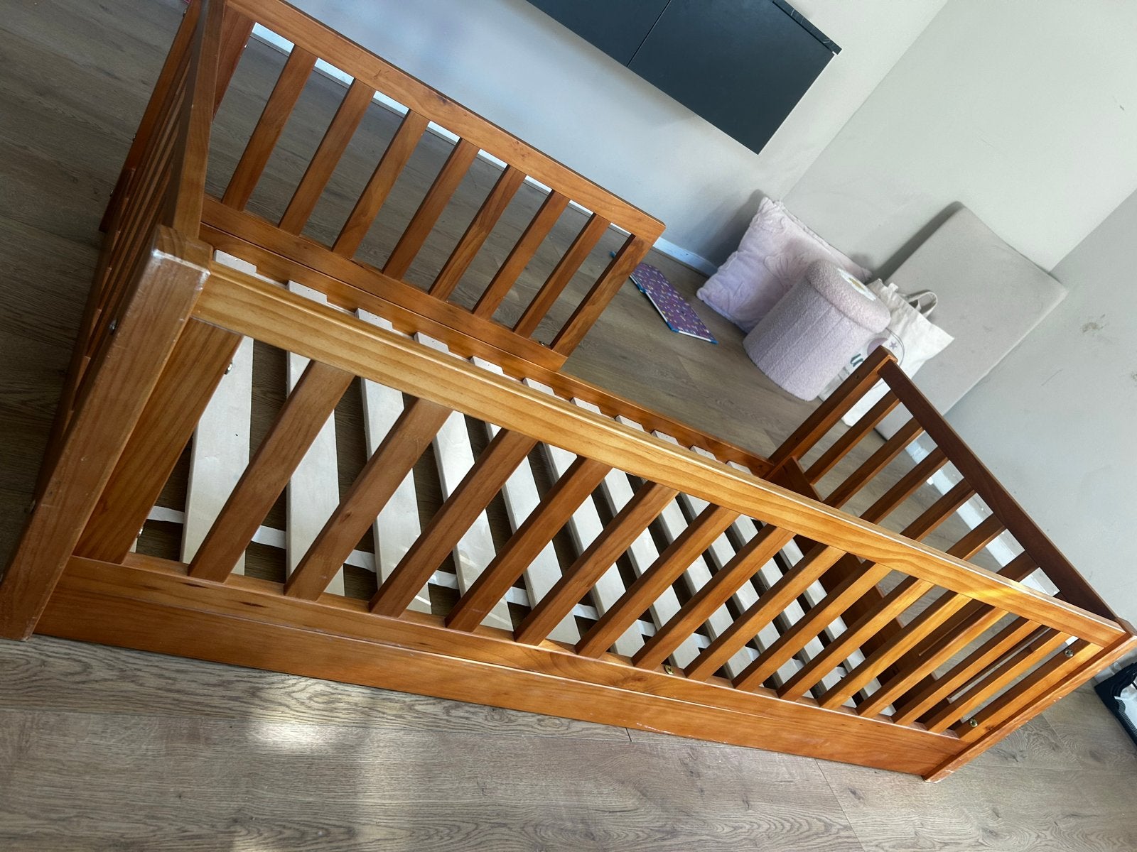 Houten kinderbed 70x140 met lattenbodem en matras, Ophalen, Gebruikt, Eenpersoons, Overige maten