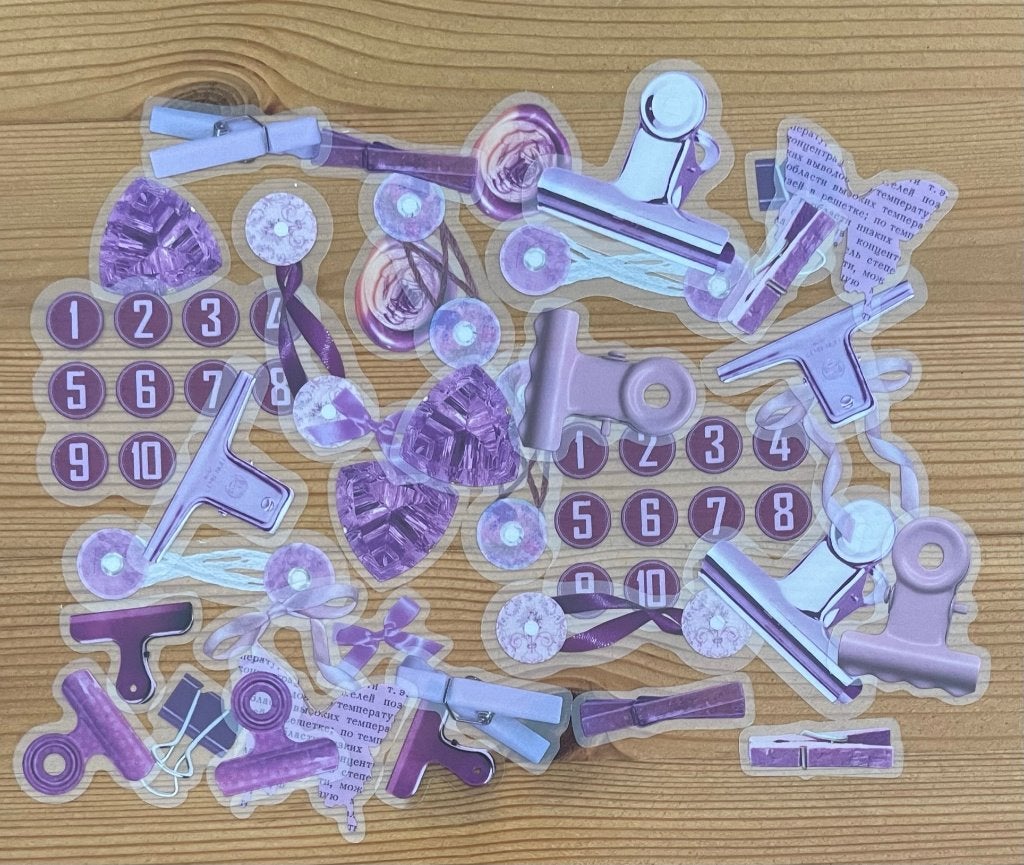 Paars, Journaling, scrapbooking, dagboek, junk stickers, Verzenden, Nieuw, Meerdere stickers