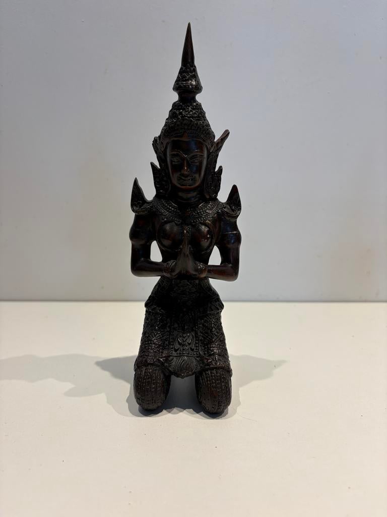 Gedetailleerd Thais Tempelwachter Beeldje - Thep Phanom, Minder dan 20 cm, Ophalen of Verzenden, Handgemaakt, Beeld